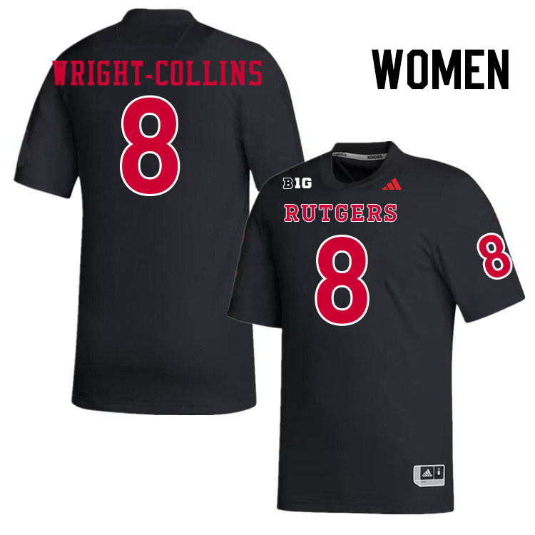 Women #8 Jamier Wright-Collins Rutgers Scarlet Knights 2024 College Football Jerseys Stitched-Black